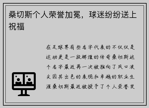 桑切斯个人荣誉加冕，球迷纷纷送上祝福